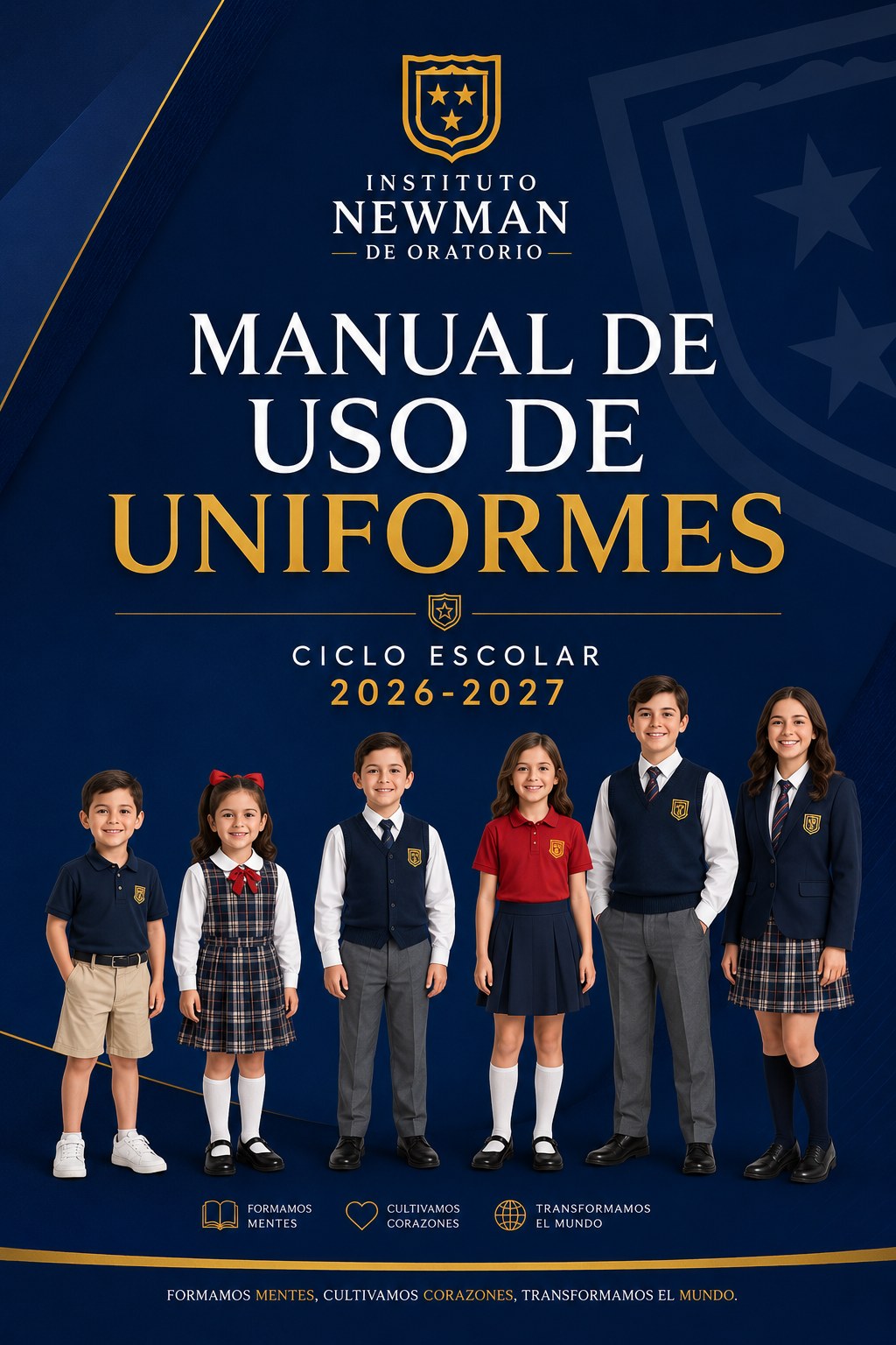 Portada del Manual de Uso de Uniformes del Instituto Newman del Oratorio, ciclo escolar 2026–2027